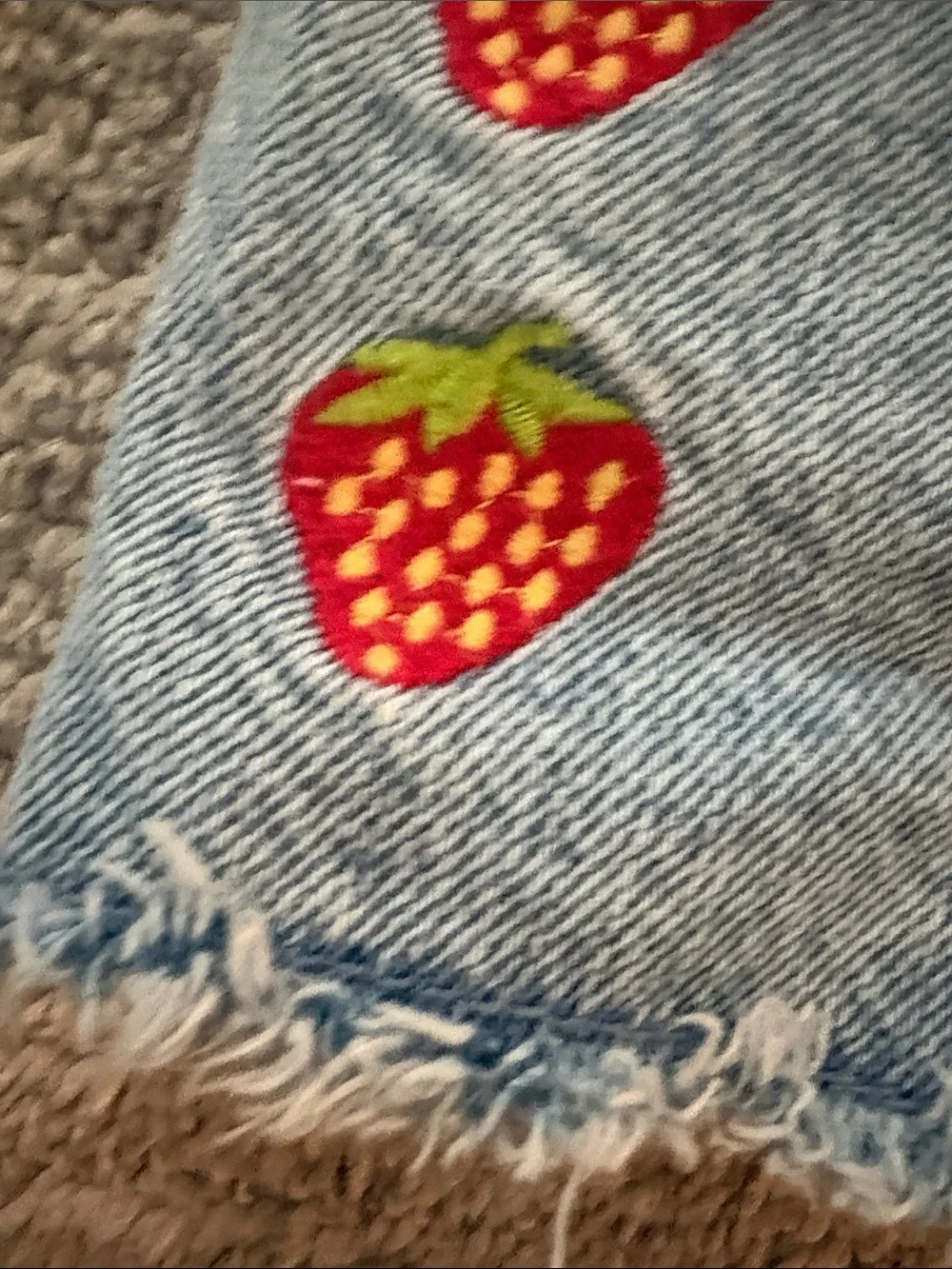 Old Navy Light Blue Denim Shorts with Strawberry Patches